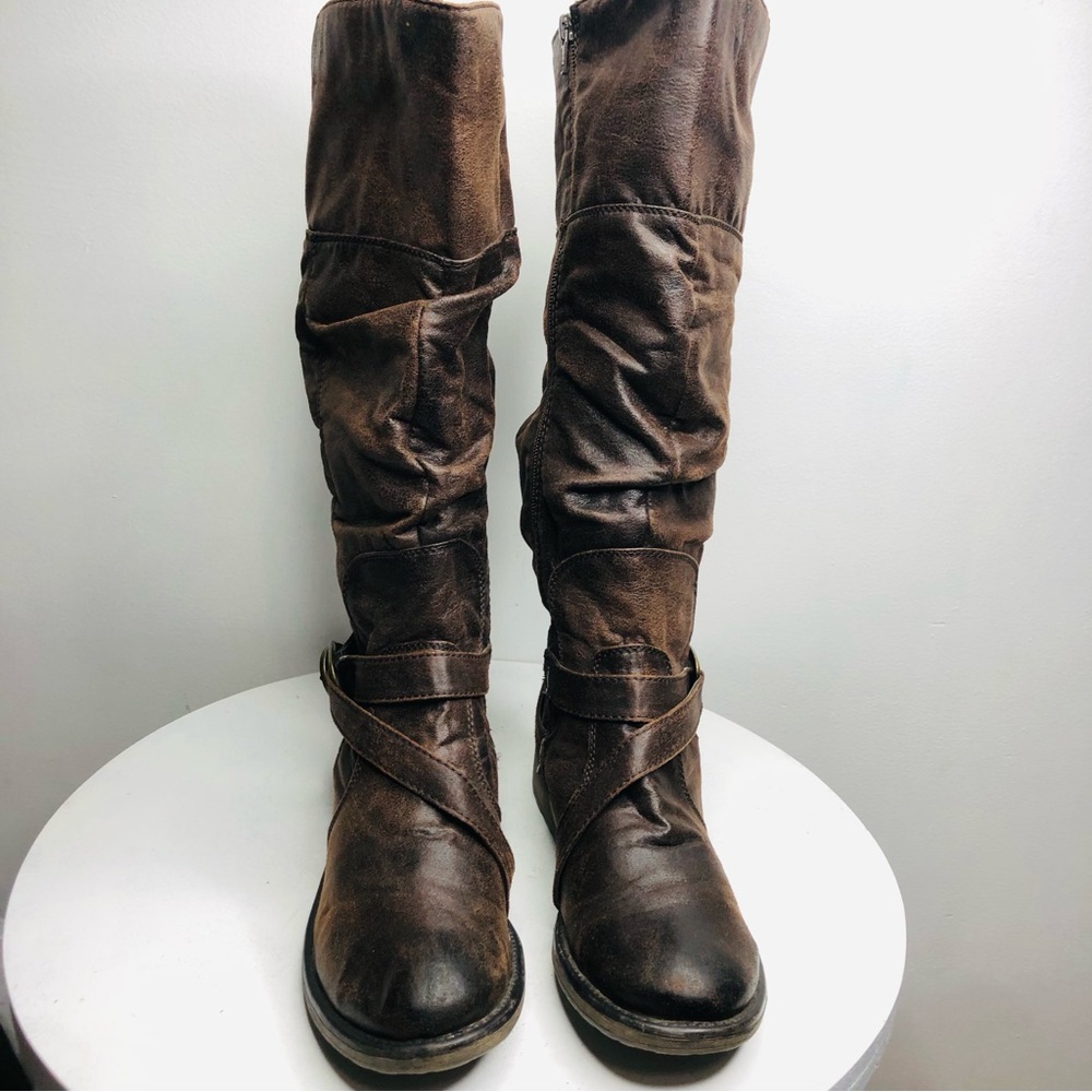 Baretraps Sonja knee mid calf brown leather like zip up boots SZ 10. R2 - Picture 9 of 10